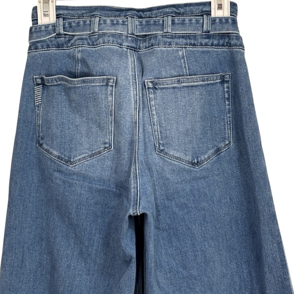 PAIGE Wide Leg Frankie Inset Belted Cropped Blue Bristol Jeans Women’s size 25 - Picture 10 of 14